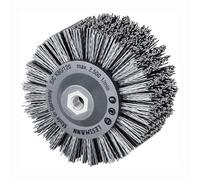 Lessmann Cepillo redondo gris ø 140 mm (18x 7 filas, fijación: M14, grosor del alambre 1,2 mm, cepillos lijadores con carburo de silicio, adecuados para el tratamiento de madera en grandes superficies) 402880