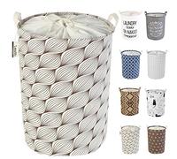 LessMo 17,7" Clasificador de Almacenamiento de canastas de lavandería, cestos de lavandería Plegables, Ropa de algodón Redonda Impermeable