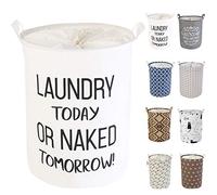 LessMo 17,7" Clasificador de Almacenamiento de canastas de lavandería, cestos de lavandería Plegables, Ropa de algodón Redonda Impermeable