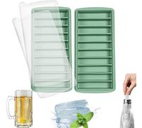 LessMo 2 Piezas Bandejas para Hielo,10palitos, Bandeja Hielo de Silicona Fácil Liberación, Bandejas de Hielo de Silicona con Tapas, Certificado LFGB sin BPA, para Whisky Cócteles Agua Cola