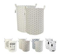 LessMo 2PCS 19.7" Clasificador de Almacenamiento de canastas de lavandería, cestos de lavandería Plegables, Ropa de algodón Redonda Impermeable (Flecha, 19.7")