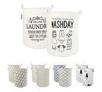 LessMo 2PCS 19.7" Clasificador de Almacenamiento de canastas de lavandería, cestos de lavandería Plegables, Ropa de algodón Redonda Impermeable (Ropa, 19.7")