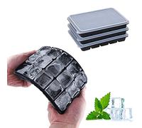 LessMo 3 Piezas Bandeja Cubitos de Hielo, Silicona Molde para Cubitos de Hielo con Tapa, 45 Cubitos, Fácil de Liberar, Reutilizable, Utilizado para Bebidas Refrigeradas, Comida para Bebés (Negro)