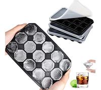 LessMo 3 piezas Moldes y Bandejas para Hielo, Bandejas para Cubitos de Hielo de Diamante de Silicona con Tapa Extraíble Resistente a Derrames, Ideal para Whisky, Cócteles y Vino, Apilable y Sin BPA