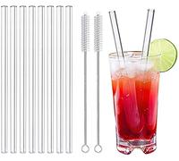 LessMo 8 Piezas 21,5 cm Pajitas de Vidrio reutilizables - LFGB Certificación Pajitas de vidrio Transparente con 2 Cepillos de Limpieza, a Prueba de Explosiones, Ecológicas, Sin BPA, para Cócteles