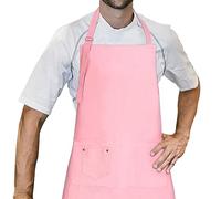LessMo Delantal, 100% algodón de Cocina Delantal con Correa para el Cuello Ajustable, Barbacoa de Calidad Profesional Delantal, 70 x 85 cm, Azul Marino