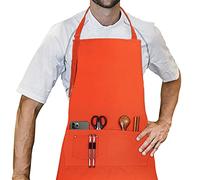 LessMo Delantal, 100% algodón de Cocina Delantal con Correa para el Cuello Ajustable, Barbacoa de Calidad Profesional Delantal, 70 x 85 cm, Azul Marino