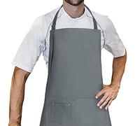 LessMo Delantal, 100% algodón de Cocina Delantal con Correa para el Cuello Ajustable, Barbacoa de Calidad Profesional Delantal, 70 x 85 cm, Azul Marino