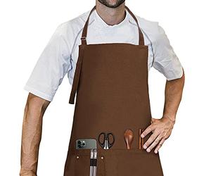 LessMo Delantal de Cocina y Barbacoa, 100% Algodón, Correa Ajustable, Calidad Profesional, 70 x 85 cm, Azul Marino