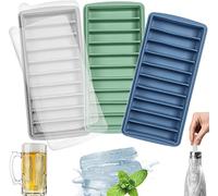LessMo Paquete de 3 bandejas para cubitos de hielo, reutilizables de fácil liberación, silicona, con tapa extraíble antiderrames, 10 cavidades, sin BPA, ideal para deportes y botellas de agua, whisky,