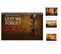 Lest We Forget - Calendario de pared conmemorativo 2026, calendario de homenaje militar con obras de arte de amapola, calendarios de recuerdo para veteranos, calendarios colgantes de 12 meses para