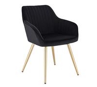 Lestarain 1X Sillas de Comedor Dining Chairs Sillas Tapizadas Paquete de 1 Sillas Cocina Nórdicas Terciopelo Sillas Bar Metal Silla de Oficina Negro