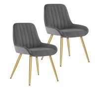 Lestarain 2X Sillas de Comedor Dining Chairs Sillas Tapizadas Paquete de 2 Sillas Cocina Nórdicas Terciopelo Sillas Bar Metal Silla de Oficina Gris Oscuro