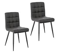 Lestarain 2X Sillas de Comedor Silla de Salón Dining Chairs Tapizadas Sillas de Cocina Nórdicas Asiento de Terciopelo Silla Bar Metal Silla de Oficina Gris Oscuro