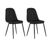 Lestarain 2X Sillas de Comedor, Sillas de Terciopelo para Dormitorio y Sala de Estar, Sillas de Cocina con Patas Metalicas, Asiento Bien Acolchado, Negro LCNI109004-2