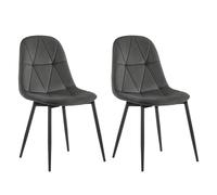 Lestarain 2X Sillas de Comedor, Sillas de Terciopelo para Dormitorio y Sala de Estar, Sillas de Cocina con Patas Metalicas, Asiento Bien Acolchado, Gris Oscuro LCNI109001-2