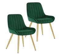Lestarain 2X Sillas de Comedor Tapizadas de Terciopelo Metal Verde Oscuro