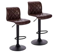 Lestarain 2X Taburetes de Bar Cuero Sintetico Taburetes Altos Cocina con Respaldo Juego de 2 Taburetes Giratorio Sillas de Bar Regulable en Altura Taburetes de Cocina Marron Oscuro