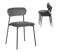 Lestarain 4X Sillas Comedor con Respaldo, Sillas Cocina con Asiento Tapizado, Sillas Modernas para Dormitorio, Salón y Cocina, Sillas Comedor Nórdicas, Terciopelo, Gris Oscuro