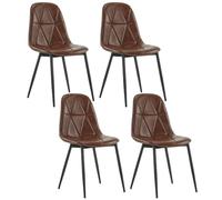 Lestarain 4X Sillas de Comedor de Cuero Sintetico para Dormitorio, Sala de Estar y Cocina con Patas Metalicas, Asiento Bien Acolchado, Marrón LCNI110001-4