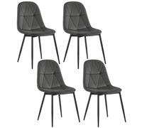 Lestarain 4X Sillas de Comedor de Terciopelo para Dormitorio, Sala de Estar y Cocina con Patas Metalicas, Asiento Bien Acolchado, Gris Oscuro LCNI109001-4