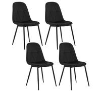 Lestarain 4X Sillas de Comedor de Terciopelo para Dormitorio, Sala de Estar y Cocina con Patas Metalicas, Asiento Bien Acolchado, Negro LCNI109004-4