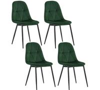 Lestarain 4X Sillas de Comedor de Terciopelo para Dormitorio, Sala de Estar y Cocina con Patas Metalicas, Asiento Bien Acolchado, Verde Oscuro LCNI109002-4