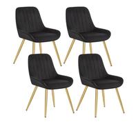 Lestarain 4X Sillas de Comedor Dining Chairs Sillas Tapizadas Paquete de 4 Sillas Cocina Nórdicas Terciopelo Sillas Bar Metal Silla de Oficina Negro