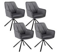 Lestarain 4X Sillas de Comedor Giratorias, Sillas Cocina con Respaldo y Brazos, Sillas Tapizadas en Terciopelo con Asiento Suave, Sillas Nordicas, Gris Oscuro, LCNI125001-4