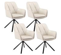 Lestarain 4X Sillas de Comedor Giratorias, Sillas Cocina con Respaldo y Brazos, Sillas Tapizadas en Terciopelo con Asiento Suave, Sillas Nordicas para Dormitorio, Comedor, Beige, LCNI125002-4