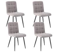 Lestarain 4X Sillas de Comedor Silla de Salón Dining Chairs Tapizadas Sillas de Cocina Nórdicas Asiento de Terciopelo Silla Bar Metal Silla de Oficina Gris Claro