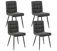 Lestarain 4X Sillas de Comedor Silla de Salón Dining Chairs Tapizadas Sillas de Cocina Nórdicas Asiento de Terciopelo Silla Bar Metal Silla de Oficina Gris Oscuro
