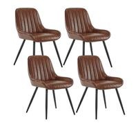 Lestarain 4X Sillas de Comedor Tapizadas de Nórdicas Cuero Sintético Metal Marrón