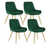 Lestarain 4X Sillas de Comedor Tapizadas de Nórdicas Terciopelo Metal Verde Oscuro