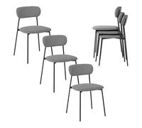 Lestarain 6X Sillas Comedor con Respaldo, Sillas Cocina con Asiento Tapizado, Sillas Modernas para Dormitorio, Salón y Cocina, Sillas Comedor Nórdicas, Lino, Gris Oscuro