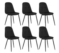 Lestarain 6X Sillas de Comedor de Terciopelo para Dormitorio, Sala de Estar y Cocina con Patas Metalicas, Asiento Bien Acolchado, Negro LCNI109004-6