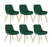Lestarain 6X Sillas de Comedor Dining Chairs Sillas Tapizadas Paquete de 6 Sillas Cocina Nórdicas Terciopelo Sillas Bar Metal Silla de Oficina Verde Oscuro