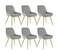 Lestarain 6X Sillas de Comedor Dining Chairs Sillas Tapizadas Paquete de 6 Sillas Cocina Nórdicas Terciopelo Sillas Bar Metal Silla de Oficina Gris Claro