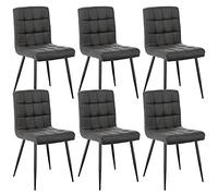 Lestarain 6X Sillas de Comedor Silla de Salón Dining Chairs Tapizadas Sillas de Cocina Nórdicas Asiento de Terciopelo Silla Bar Metal Silla de Oficina Gris Oscuro