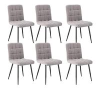 Lestarain 6X Sillas de Comedor Silla de Salón Dining Chairs Tapizadas Sillas de Cocina Nórdicas Asiento de Terciopelo Silla Bar Metal Silla de Oficina Gris Claro
