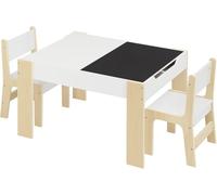 Lestarain Grupo de Asientos para Niños Mesa y 2 Sillas | Tablero reversible pizarra/estudio, 4 cajones, MDF E1 seguro, esquinas redondeadas, fácil montaje, para 3-6 años