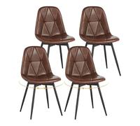 Lestarain Juego 4 Sillas Comedor, Sillas de Cocina Giratorias en Piel Sintética con Respaldo, Estilo Minimalista, para Cocina, Comedor, Dormitorio y Salon, Marrón