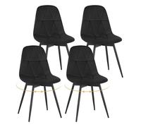 Lestarain Juego 4 Sillas Comedor, Sillas de Cocina Giratorias en Terciopelo con Respaldo, Estilo Minimalista, para Cocina, Comedor, Dormitorio y Salon, Negro