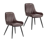 Lestarain Juego de 2 Sillas de Comedor,Cuero Sintético,Marrón Oscuro | Ergonómicas, Salón y Dormitorio, Estilo Nórdico y Moderno