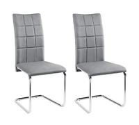 Lestarain Juego de 2 Sillas de Comedor, Sillas Cantilever con Respaldo Alto para Cocina, Salón y Estudio, Asiento en Terciopelo y Estructura de Metal, Gris Oscuro, LCNI117001-2