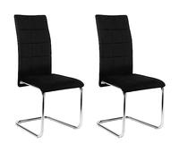 Lestarain Juego de 2 Sillas de Comedor, Sillas Cantilever, Sillas Ergonómicas con Respaldo Alto para Cocina, Salón y Estudio, Asiento en Terciopelo y Estructura de Metal, Negro, LCNI117002-2