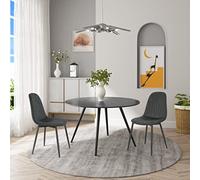 Lestarain Juego de 2 Sillas de Comedor, Sillas de Cocina en Terciopelo, Sillas con Respaldo Ergonómico en Estructura Metálica, para Dormitorio y Salón, Gris Oscuro, LCNI114001-2