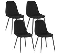 Lestarain Juego de 4 Sillas de Comedor en Terciopelo, con Respaldo Ergonómico en Estructura Metálica, para Dormitorio y Salón, Negro, LCNI114002-4