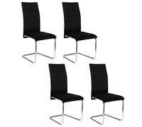 Lestarain Juego de 4 Sillas de Comedor, Sillas Cantilever, Sillas Ergonómicas con Respaldo Alto para Cocina, Salón y Estudio, Asiento en Terciopelo y Estructura de Metal, Negro, LCNI117002-4
