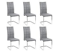 Lestarain Juego de 6 Sillas de Comedor, Sillas Cantilever Ergonómicas con Respaldo Alto para Cocina, Salón y Estudio, Asiento en Terciopelo y Estructura de Metal, Gris Oscuro, LCNI117001-6